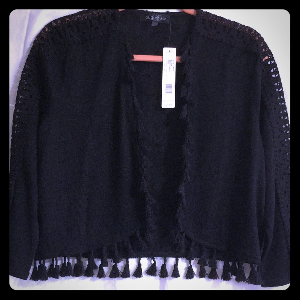 August Silk Black Cardigan NWT, Size: Lg